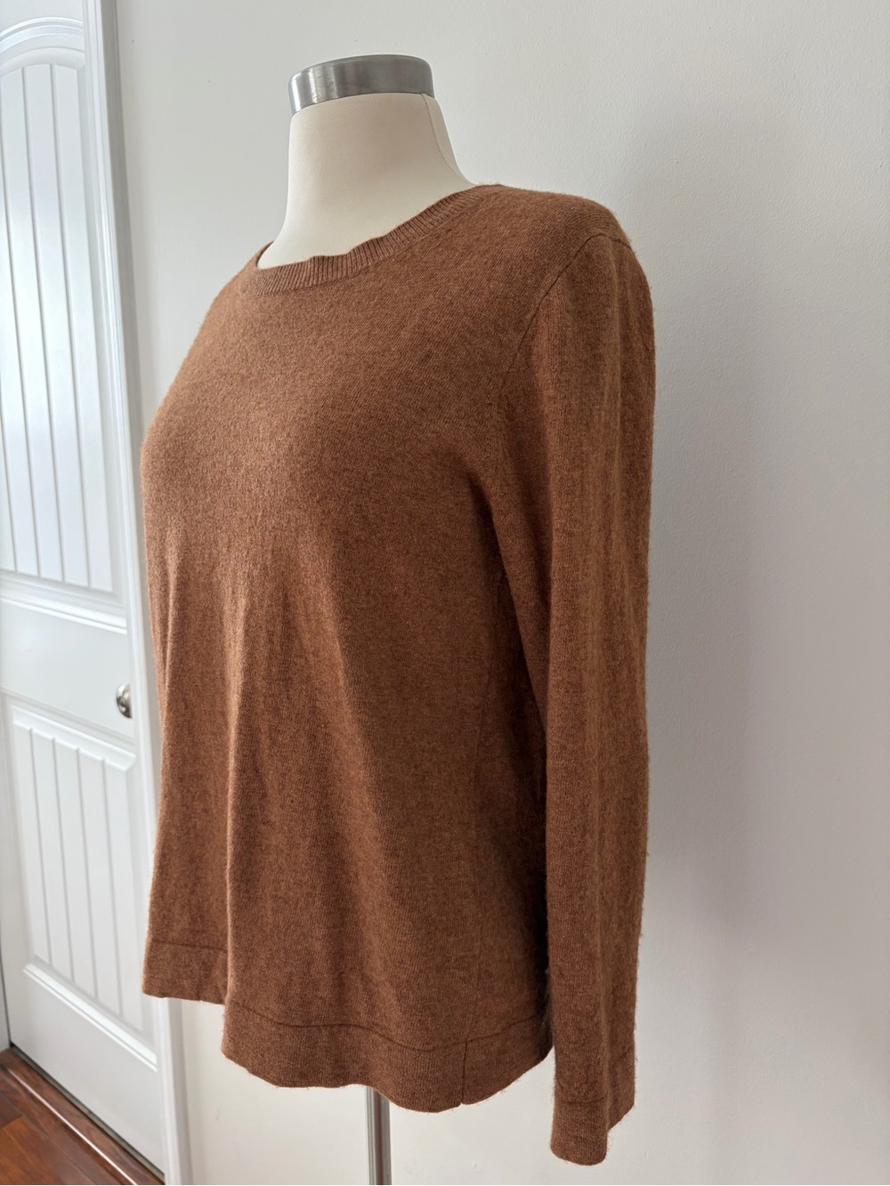 J. Crew Teddie Crewneck Sweater Warm Chestnut Cotton Wool Blend M Autumnal Layer - Picture 4 of 10
